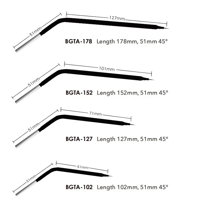 sizes of Supercut Tungsten Needles